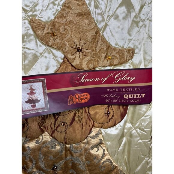 Cracker Barrel Season Of Glory Holiday Quilt Bejeweled Christmas Tree 60x50 - Picture 7 of 9